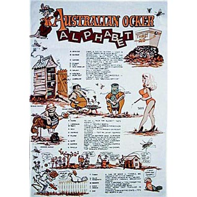 Ocker Alphabet Tea Towel